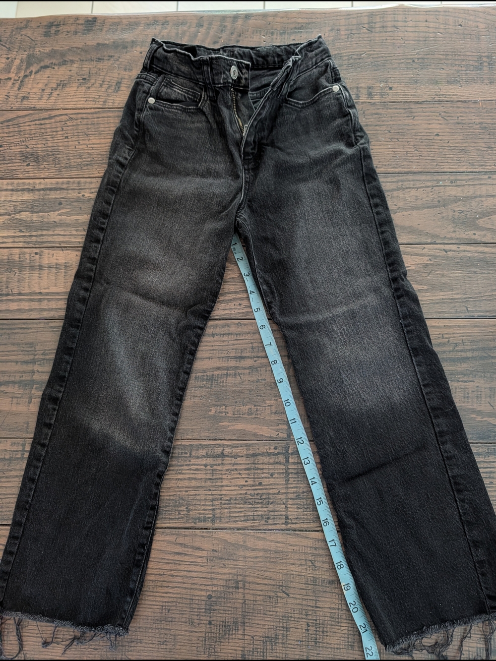 Girls Black High-Waist Straight Leg Jeans
